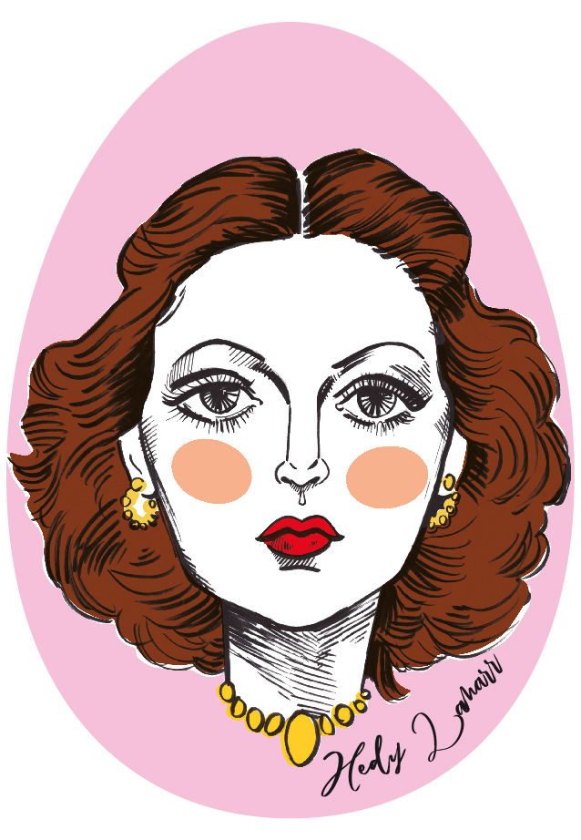 Ilustración de Hedy Lamarr realizada por Marta Riera