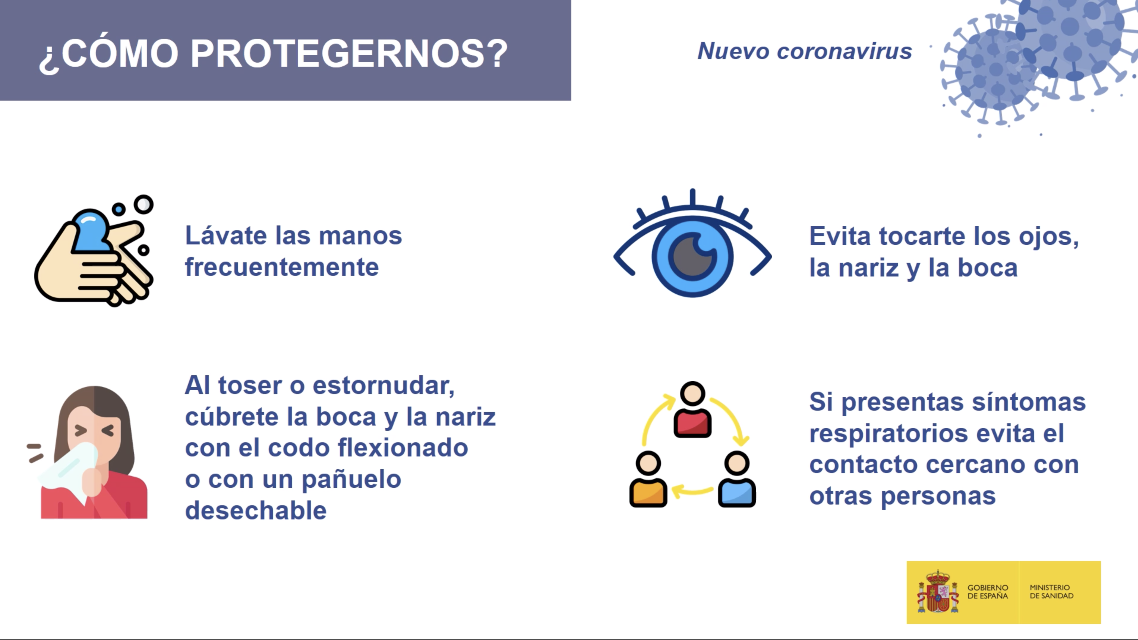 Pantallazo do vídeo do goberno español con recomendacións sobre o coronavirus