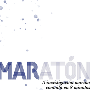 Cartel que promociona o curso de divulgación de investigación mariña "MARatón"