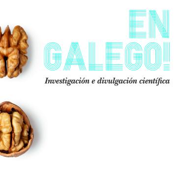 Imaxe de catro noces para anunciar as mesas redondas "En galego! Investigación e divulgación científica!
